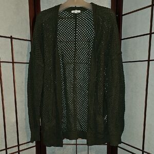Maurices Olive Green Open Knit Cardigan